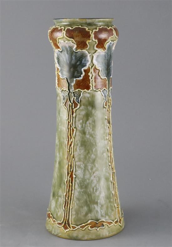 Mark V Marshall for Royal Doulton, a tall foliate design vase, c.1895, H. 32cm